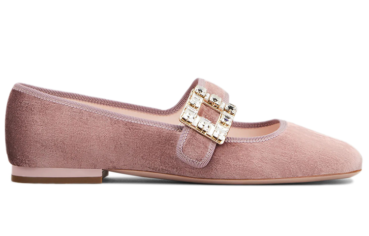 (W) Roger Vivier Très Vivier 'Pink Swan Velvet Ballet Flats' 圖 2