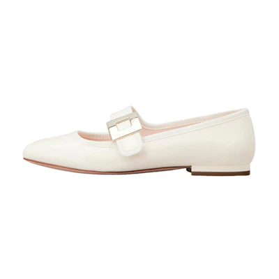 (W) Roger Vivier Très Vivier Babies 'Metal Buckle Patent Ivory'
