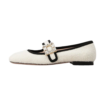 (W) Roger Vivier Très Vivier Babies 'White Crystal Buckle'