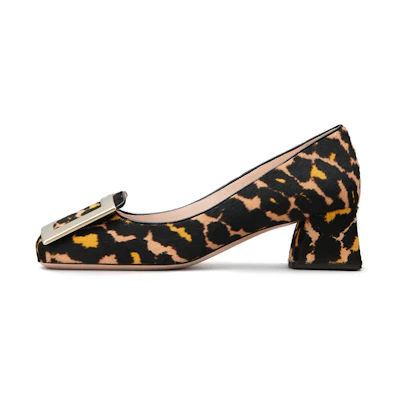 (W) Roger Vivier Très Vivier High Heels 'Metal Buckle Leopard'