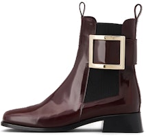 (Women) Roger Vivier Très Vivier Leather Chelsea Boots 'Metal Buckle Red' RVW635313001UJR805 (Women) Roger Vivier Très Vivier Leather Chelsea Boots 'Metal Buckle Red' RVW635313001UJR805