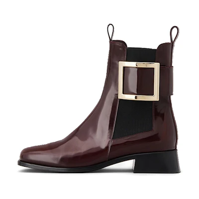 (W) Roger Vivier Très Vivier Leather Chelsea Boots 'Metal Buckle Red'