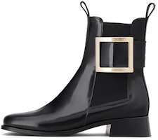(Women) Roger Vivier Très Vivier Leather Chelsea Boots 'Metal Buckle Black' RVW635313001UJB999 (Women) Roger Vivier Très Vivier Leather Chelsea Boots 'Metal Buckle Black' RVW635313001UJB999