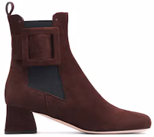Order (W) Roger Vivier Très Vivier Sepatu Boot Kulit Chelsea 'Brown Buckle' RVW51925930HR0S613