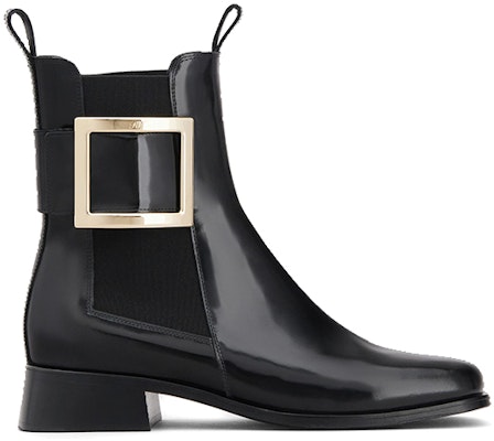 (Women) Roger Vivier Très Vivier Leather Chelsea Boots 'Metal Buckle Black' RVW635313001UJB999 Order (Women) Roger Vivier Très Vivier Leather Chelsea Boots 'Metal Buckle Black' RVW635313001UJB999