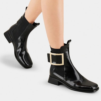 (Women) Roger Vivier Très Vivier Leather Chelsea Boots 'Metal Buckle Black' RVW635313001UJB999 Details for (Women) Roger Vivier Très Vivier Leather Chelsea Boots 'Metal Buckle Black' RVW635313001UJB999