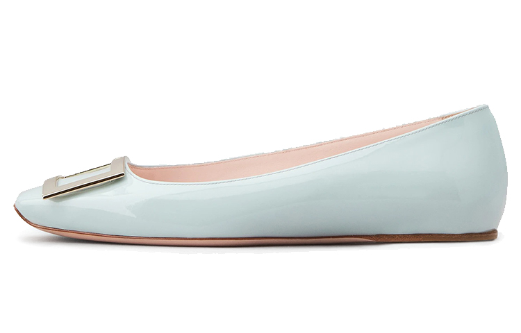 (W) Roger Vivier Trompette 'Light Blue Patent Leather Ballet Flats'