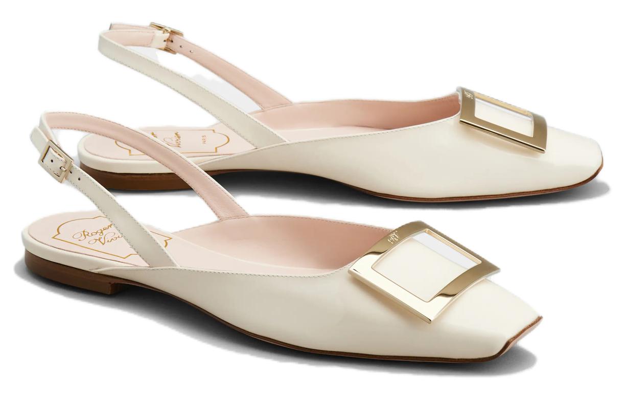 (W) Roger Vivier Trompette 'Metal Buckle Nude Ballet Flats' 圖 3