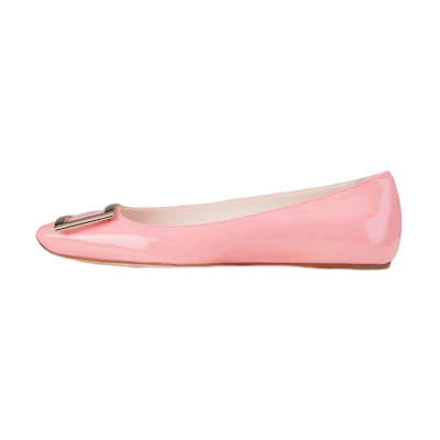 (W) Roger Vivier Trompette 'Pink Patent Ballet Flats'