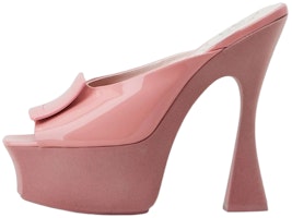 (Women) Roger Vivier Trompette Buckle Patent Leather Platform Mules 'Pink' RVW66232900D1PM215 (Women) Roger Vivier Trompette Buckle Patent Leather Platform Mules 'Pink' RVW66232900D1PM215