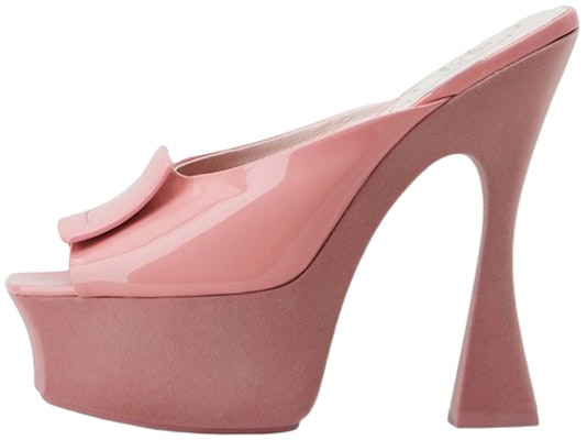(Women) Roger Vivier Trompette Buckle Patent Leather Platform Mules 'Pink' RVW66232900D1PM215 Buy (Women) Roger Vivier Trompette Buckle Patent Leather Platform Mules 'Pink' RVW66232900D1PM215
