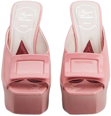 (Women) Roger Vivier Trompette Buckle Patent Leather Platform Mules 'Pink' RVW66232900D1PM215 Order (Women) Roger Vivier Trompette Buckle Patent Leather Platform Mules 'Pink' RVW66232900D1PM215