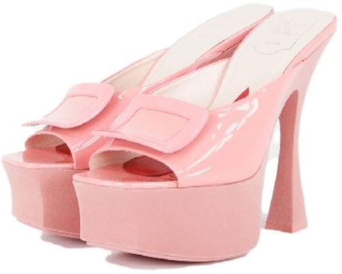 (Women) Roger Vivier Trompette Buckle Patent Leather Platform Mules 'Pink' RVW66232900D1PM215 Lookbook (Women) Roger Vivier Trompette Buckle Patent Leather Platform Mules 'Pink' RVW66232900D1PM215