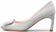 Buy Roger Vivier Trompette 水晶时尚优雅织物鑽扣高跟鞋 女款 銀色
