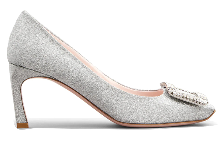 Order Roger Vivier Trompette 水晶时尚优雅织物鑽扣高跟鞋 女款 銀色
