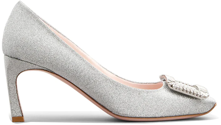 Roger Vivier Trompette 水晶时尚优雅织物鑽扣高跟鞋 女款 銀色 Order Roger Vivier Trompette 水晶时尚优雅织物鑽扣高跟鞋 女款 銀色