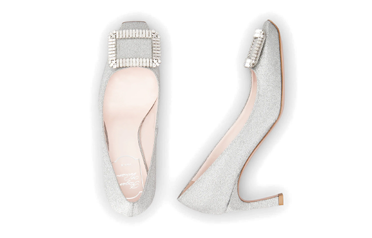 Purchase Roger Vivier Trompette 水晶时尚优雅织物鑽扣高跟鞋 女款 銀色