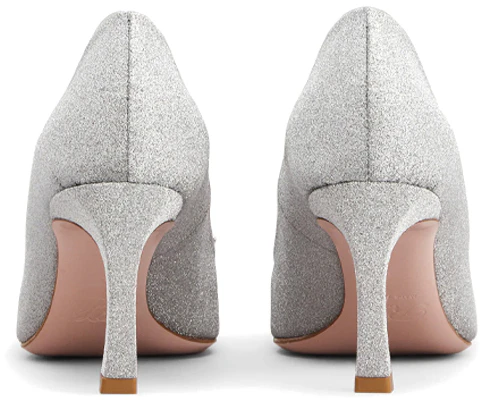 Roger Vivier Trompette 水晶时尚优雅织物鑽扣高跟鞋 女款 銀色 Details for Roger Vivier Trompette 水晶时尚优雅织物鑽扣高跟鞋 女款 銀色