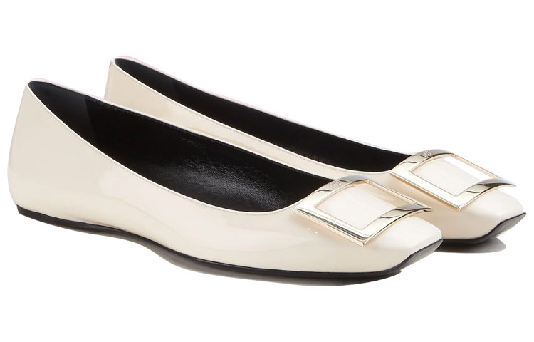 Lookbook 羅杰維維亞 鏡面漆皮 Trompette 芭蕾舞 休閒女單鞋 女款 奶油色