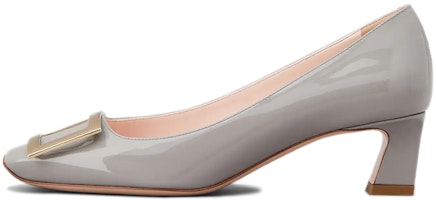 (Women) Roger Vivier Trompette Patent Leather Block Heel 'Grey' RVW44815280D1PB206 (Women) Roger Vivier Trompette Patent Leather Block Heel 'Grey' RVW44815280D1PB206