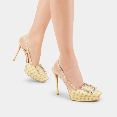 (W) Roger Vivier Trompette Slingback Hak Tinggi 'Kuning' RVW64331850QGCG020 Purchase (W) Roger Vivier Trompette Slingback Hak Tinggi 'Kuning' RVW64331850QGCG020