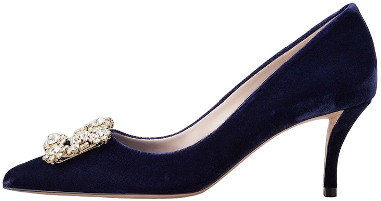 (Women) Roger Vivier Velvet 'Blue Crystal Buckle Stiletto' RVW41417620CFEU800 Buy (Women) Roger Vivier Velvet 'Blue Crystal Buckle Stiletto' RVW41417620CFEU800