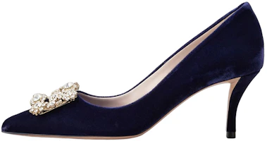 (Women) Roger Vivier Velvet 'Blue Crystal Buckle Stiletto' RVW41417620CFEU800 (Women) Roger Vivier Velvet 'Blue Crystal Buckle Stiletto' RVW41417620CFEU800
