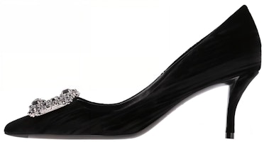 (Women) Roger Vivier Velvet Black 'Crystal Buckle Slip-On High Heel' RVW41417620JERB999 (Women) Roger Vivier Velvet Black 'Crystal Buckle Slip-On High Heel' RVW41417620JERB999