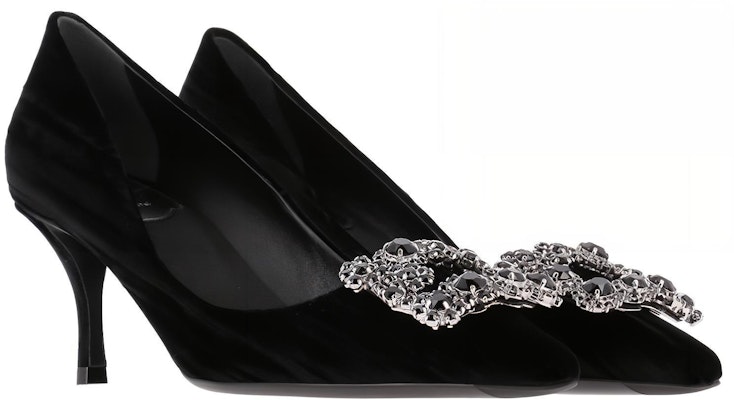(W) Roger Vivier 'Crystal Buckle Slip-On High Heel' Beludru Hitam RVW41417620JERB999 Lookbook (W) Roger Vivier 'Crystal Buckle Slip-On High Heel' Beludru Hitam RVW41417620JERB999