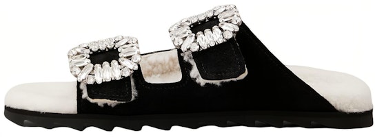 (Women) Roger Vivier Velvet Crystal Buckle Fashion Sandals 'Black' RVW45834350QOW08CE (Women) Roger Vivier Velvet Crystal Buckle Fashion Sandals 'Black' RVW45834350QOW08CE