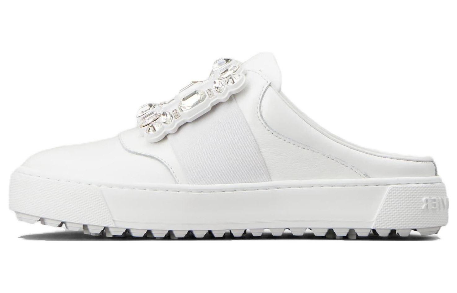 (Women) Roger Vivier Very Vivier 'White Round-Toe Comfort Mules' RVW68735520JUS9998