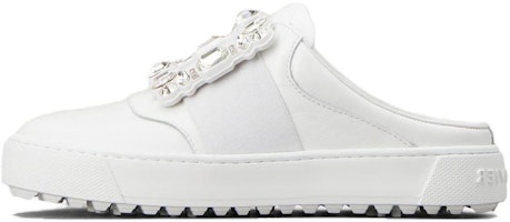 (Women) Roger Vivier Very Vivier 'White Round-Toe Comfort Mules' RVW68735520JUS9998 (Women) Roger Vivier Very Vivier 'White Round-Toe Comfort Mules' RVW68735520JUS9998