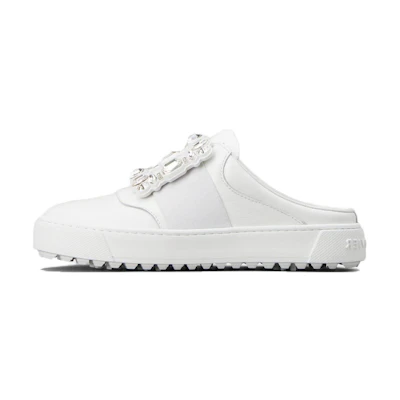 (W) Roger Vivier Very Vivier 'White Round-Toe CMFT Mules'