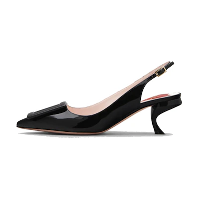 (W) Roger Vivier Virgule 'Black Patent Leather with Buckle'