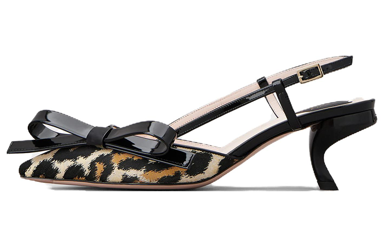 (Women) Roger Vivier Virgule Bow Piping Slingback Pumps Leopard 'Black' RVW63836510OSI002D