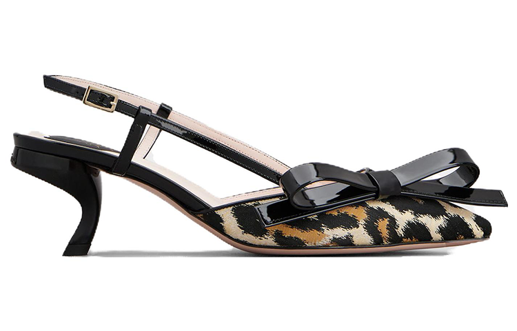 (W) Roger Vivier Virgule Bow Piping Slingback Pumps Leopard 'Black' 圖 2