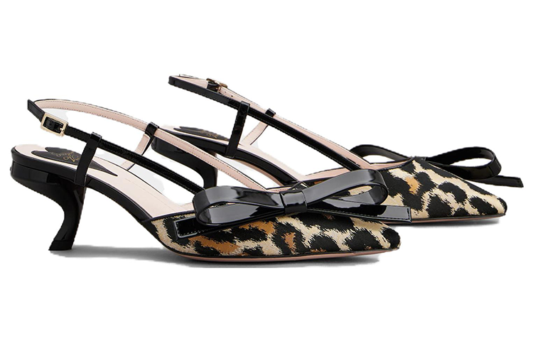 (W) Roger Vivier Virgule Bow Piping Slingback Pumps Leopard 'Black' 圖 3