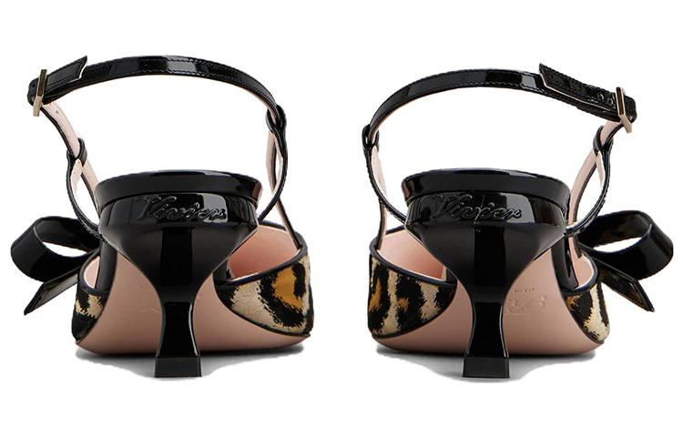 (W) Roger Vivier Virgule Bow Piping Slingback Pumps Leopard 'Black' 圖 4