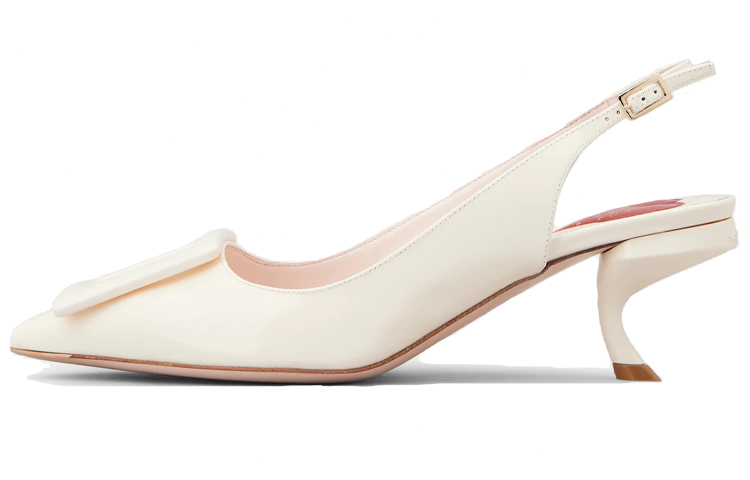 (Women) Roger Vivier Virgule High Heel 'Cream Patent Buckle' RVW63831440D1PC019