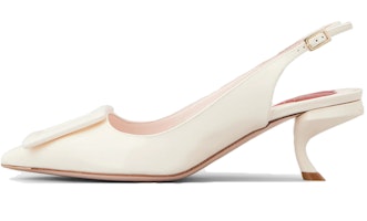 (Women) Roger Vivier Virgule High Heel 'Cream Patent Buckle' RVW63831440D1PC019 (Women) Roger Vivier Virgule High Heel 'Cream Patent Buckle' RVW63831440D1PC019