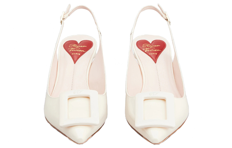 Shop (W) Roger Vivier Tacón Alto Virgule 'Crema con Hebilla de Charol' RVW63831440D1PC019
