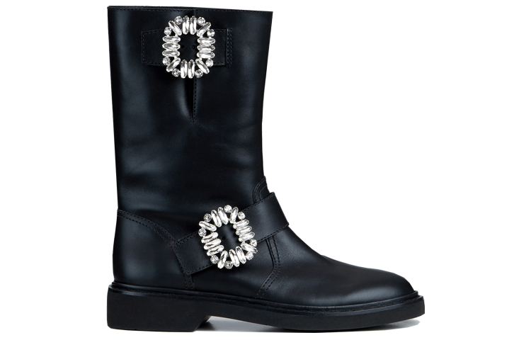 Order (W) ロジェヴィヴィエ Viv' Biker ストラス バックル ブーツ (黒) RVW548272409XRB999