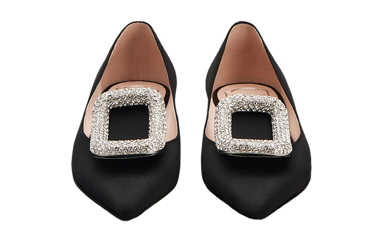 (W) Roger Vivier Viv' Choc 'Black Satin Ballet Flats with Crystal Buckle' 圖 4
