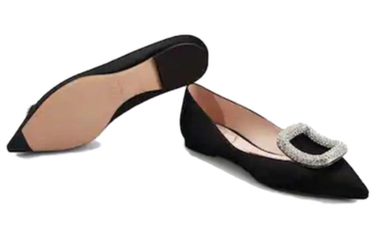 (W) Roger Vivier Viv' Choc 'Black Satin Ballet Flats with Crystal Buckle' 圖 5