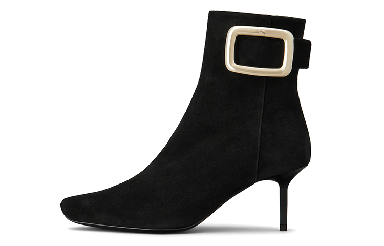 (Women) Roger Vivier Viv' Choc Boots 'Metal Buckle Black Suede' RVW64832200HR0B999