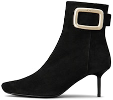(Women) Roger Vivier Viv' Choc Boots 'Metal Buckle Black Suede' RVW64832200HR0B999 (Women) Roger Vivier Viv' Choc Boots 'Metal Buckle Black Suede' RVW64832200HR0B999