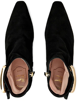 (W) Roger Vivier Viv' Choc金属扣黑色绒面短靴 RVW64832200HR0B999 Lookbook (W) Roger Vivier Viv' Choc金属扣黑色绒面短靴 RVW64832200HR0B999