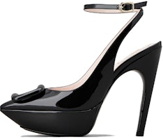 (Women) Roger Vivier Viv' Choc Patent Pointed Buckle Stiletto 'Black' RVW70535740D1PB999 (Women) Roger Vivier Viv' Choc Patent Pointed Buckle Stiletto 'Black' RVW70535740D1PB999