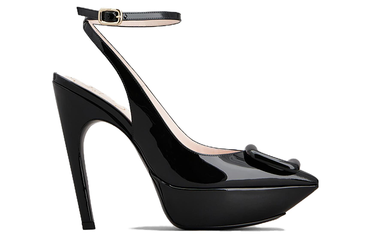 (W) Roger Vivier Viv' Choc Patent Pointed Buckle Stiletto 'Black' 圖 2