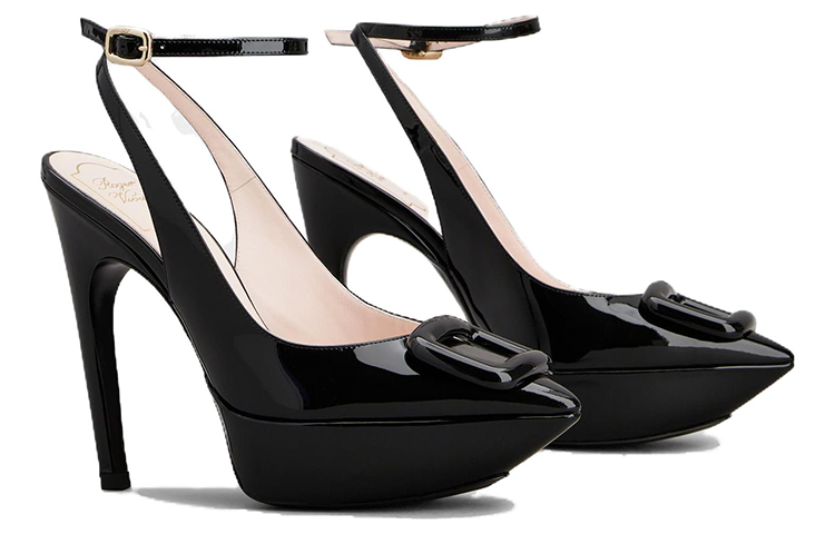 (W) Roger Vivier Viv' Choc Patent Pointed Buckle Stiletto 'Black' 圖 3